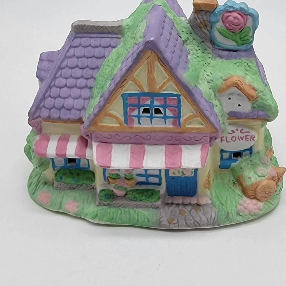 Easter Bunny Flower Shop Mervyn's 1994 Village Square Lighted House Cottages